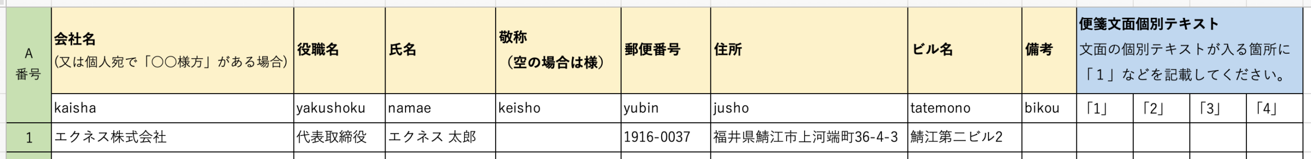 リスト作成の見本