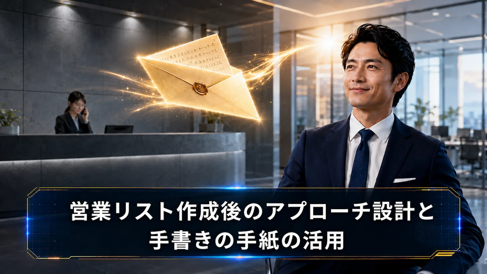 営業リスト作成後のアプローチ設計として、手書きの手紙を活用する様子を表したビジネスイメージ