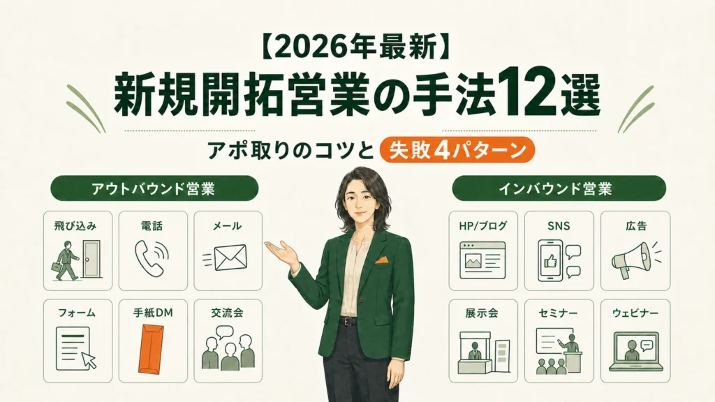【2026年最新】新規開拓営業の手法12選｜アポ取りのコツと失敗4パターン